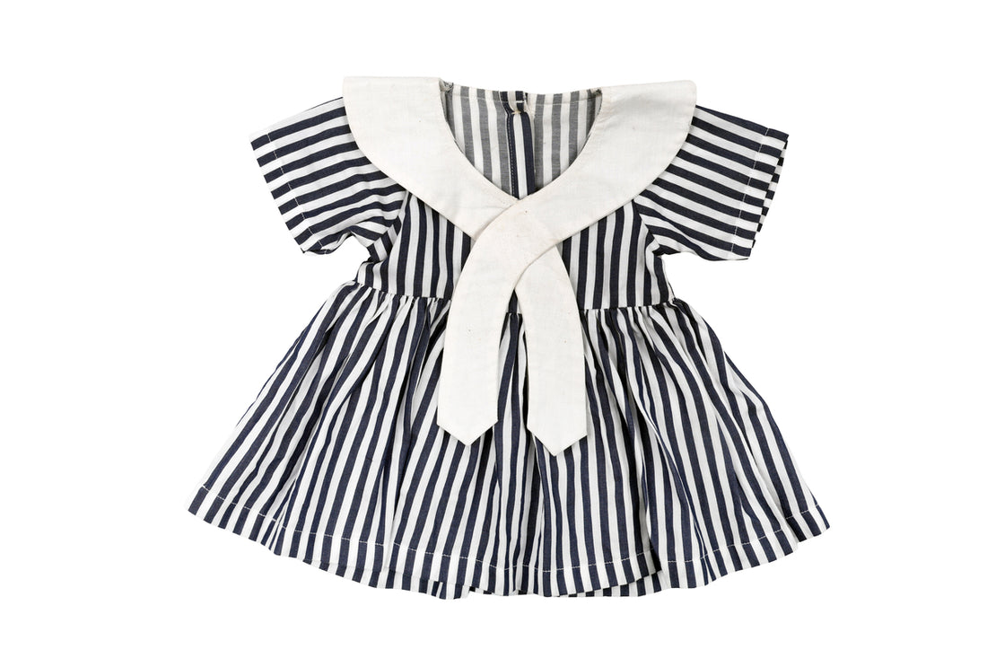 Girls Striped Cotton Dress with Bow Detail