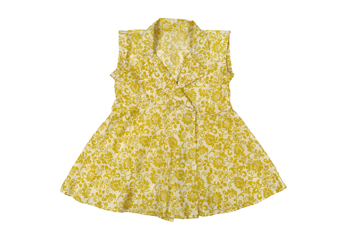 Girls Yellow Floral Top with Dhoti Pant Set