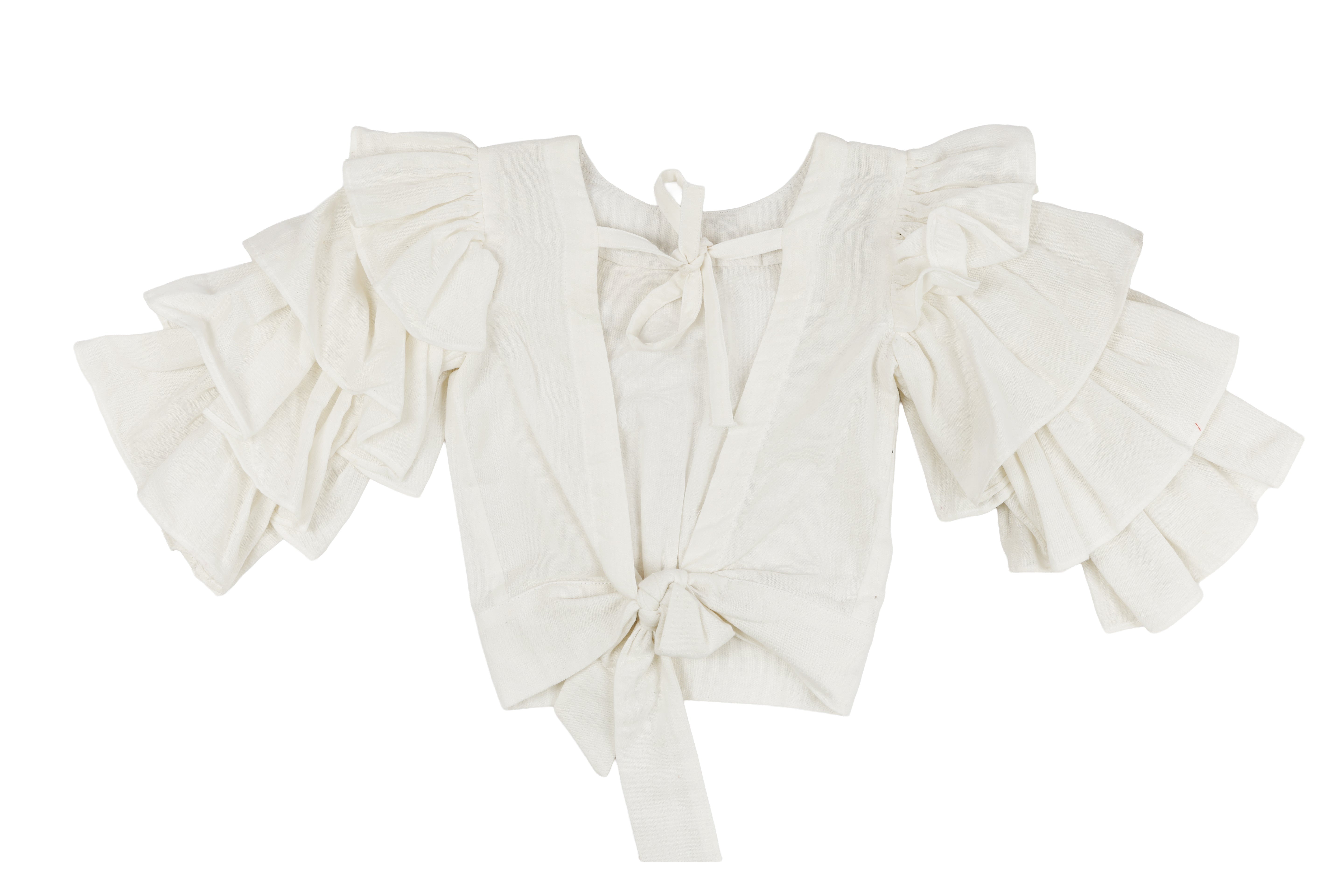 Ivory Ruffle Cotton Stripe Dress