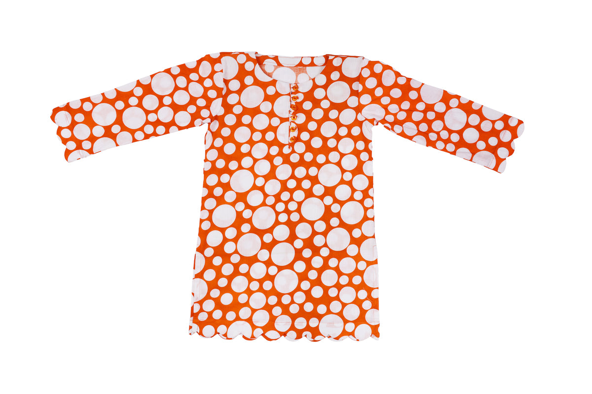 Girls Orange Polka Dot Top with Dhoti Pant Set