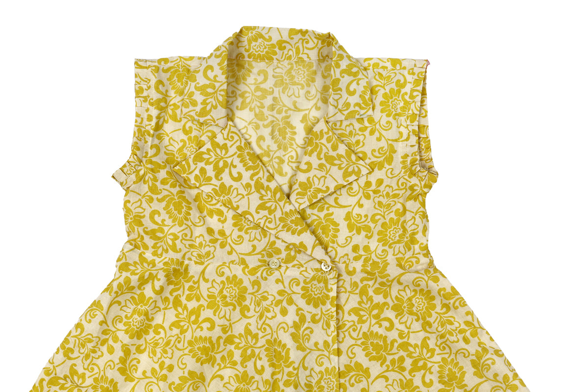 Girls Yellow Floral Top with Dhoti Pant Set