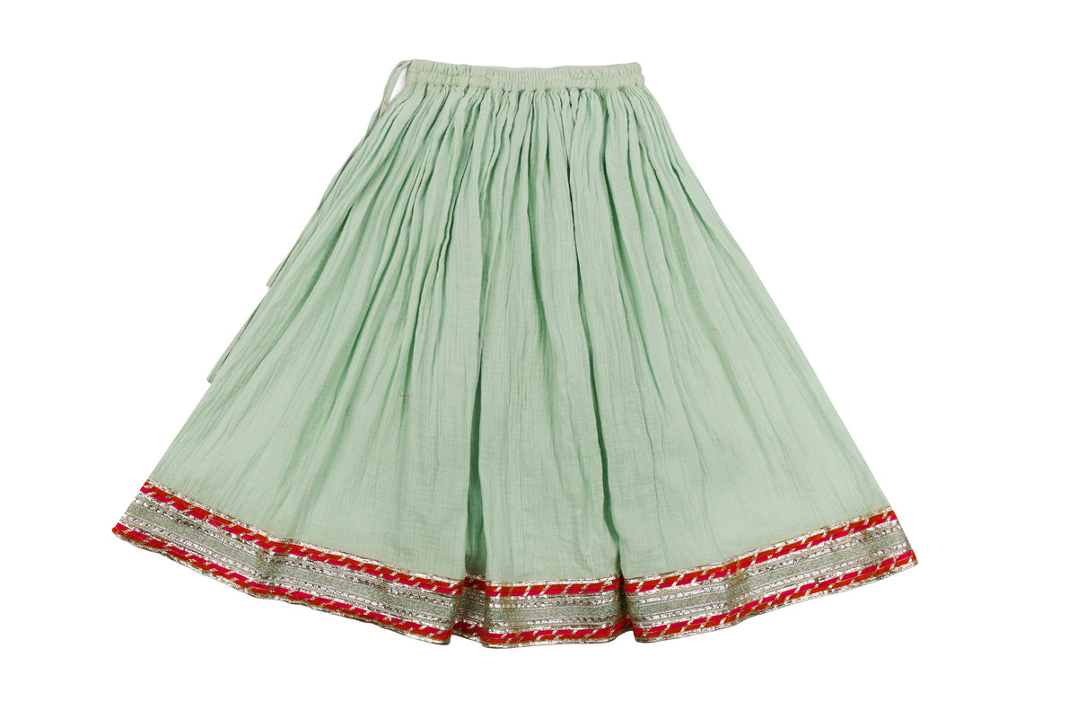 Girls Mint Green Peplum Top with Flared Skirt Set