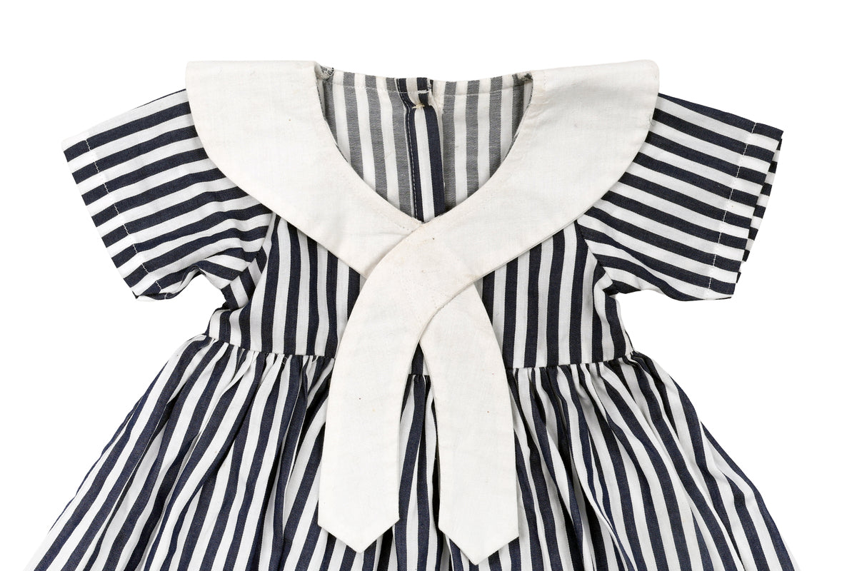 Girls Striped Cotton Dress with Bow Detail