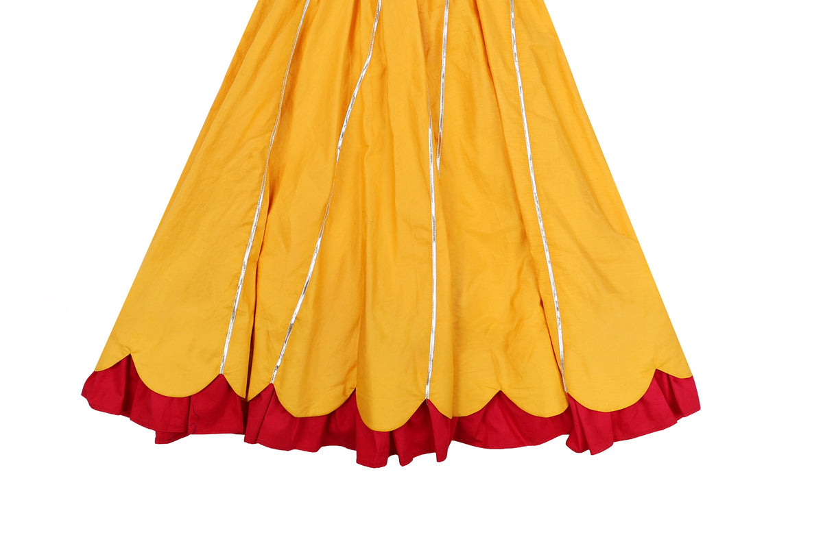 Girls Red Bow Top with Yellow Skirt Set