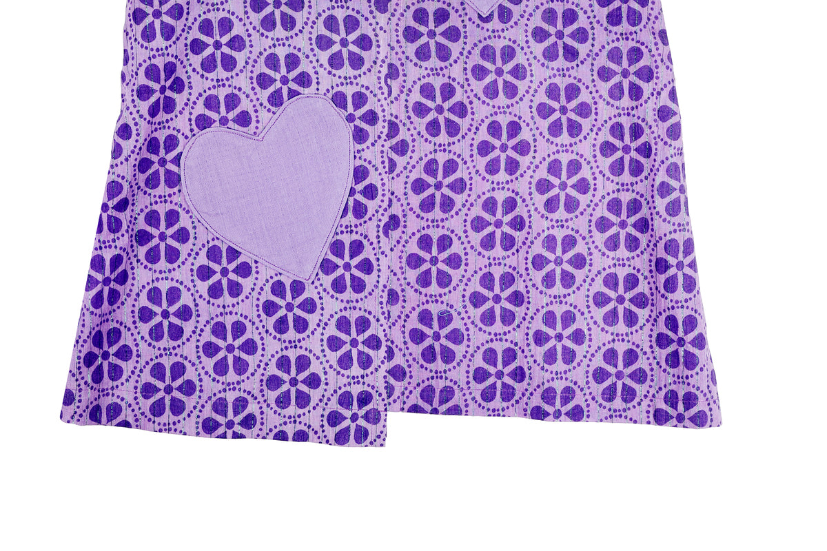 Girls Purple Printed Dress with Full Sleeve Inner Top