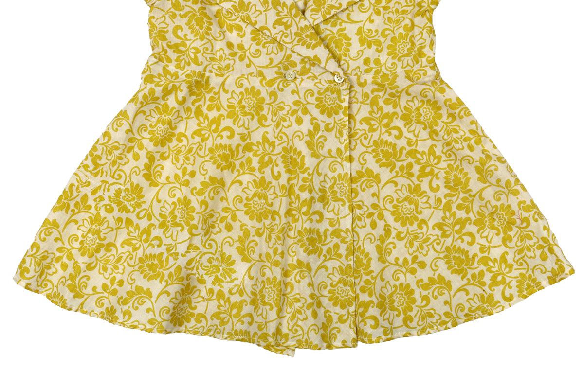 Girls Yellow Floral Top with Dhoti Pant Set
