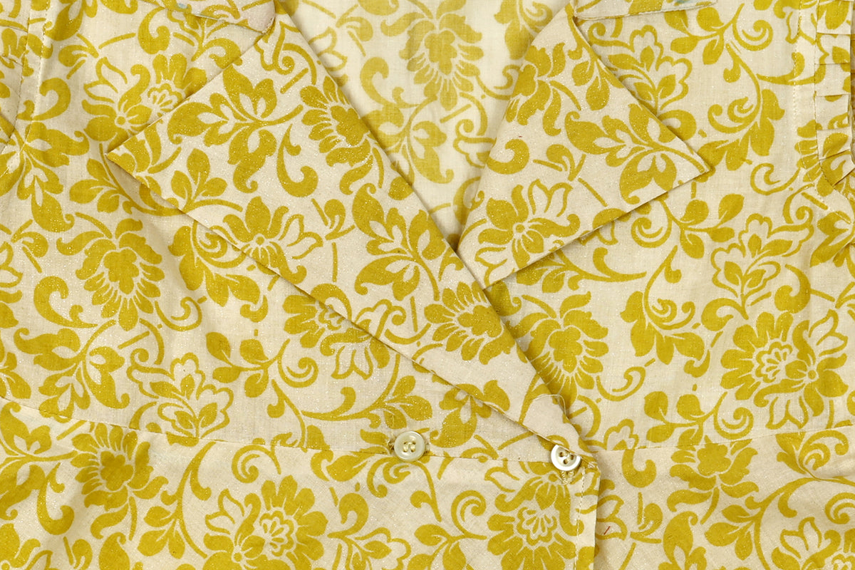 Girls Yellow Floral Top with Dhoti Pant Set