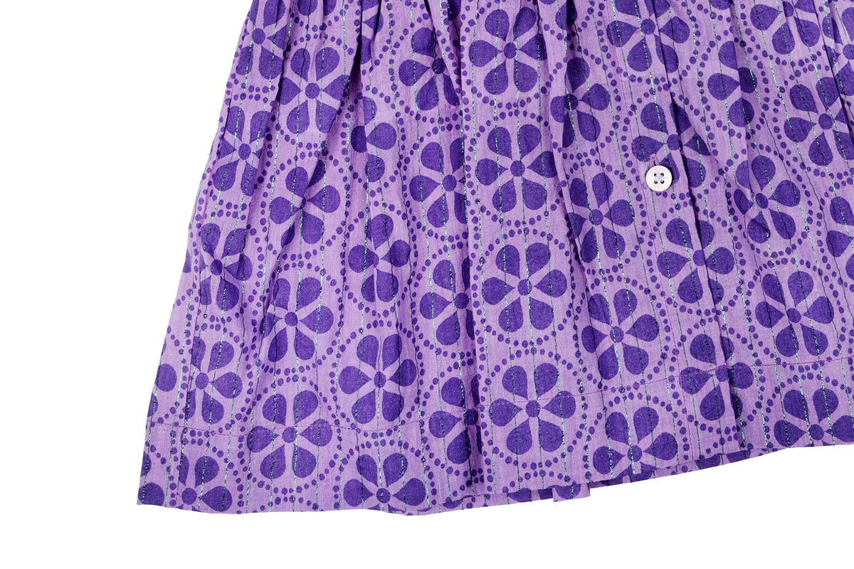Girls Purple Floral Printed Dress with Frill Detail