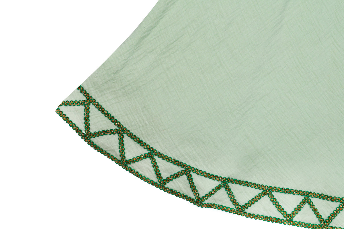 Girls Green Ethnic Top with Flared Skirt Set