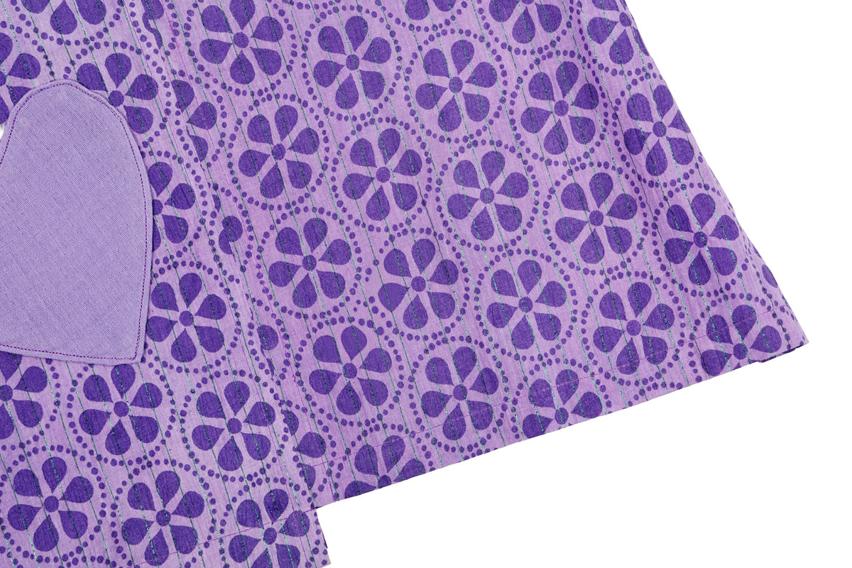 Girls Purple Printed Dress with Full Sleeve Inner Top