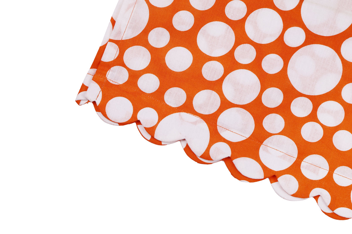 Girls Orange Polka Dot Top with Dhoti Pant Set