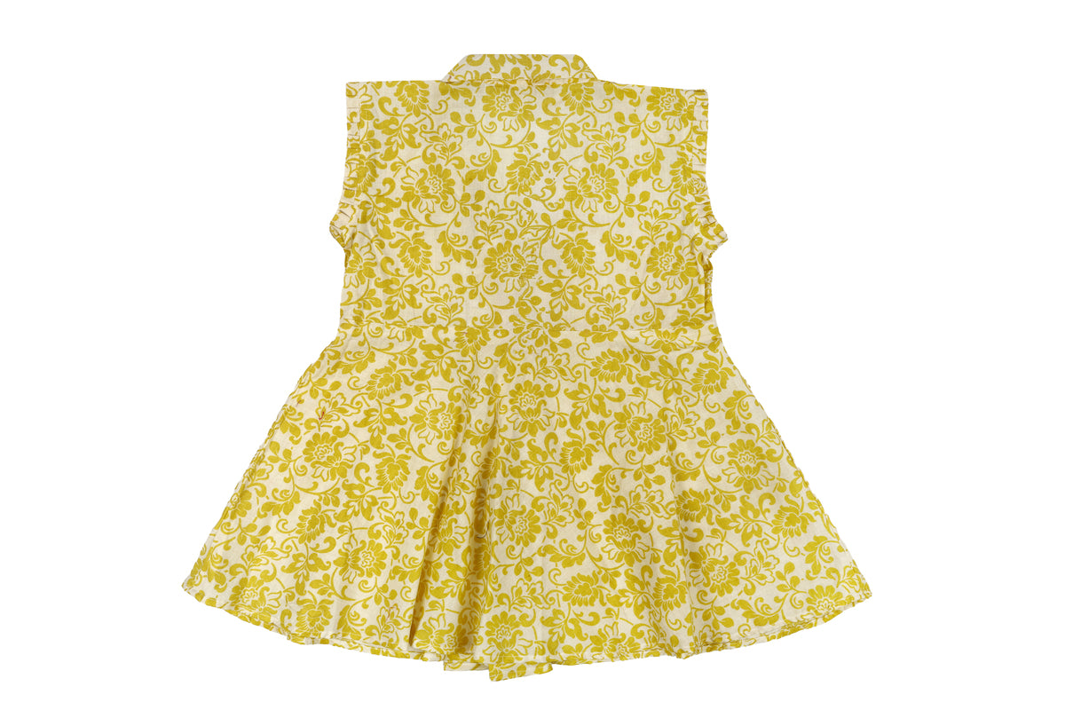 Girls Yellow Floral Top with Dhoti Pant Set