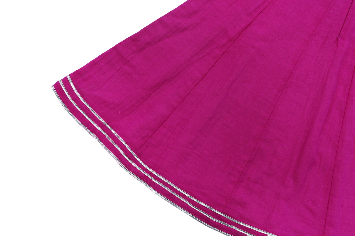 Girls Pink Ethnic Frock with Golden Yoke Design