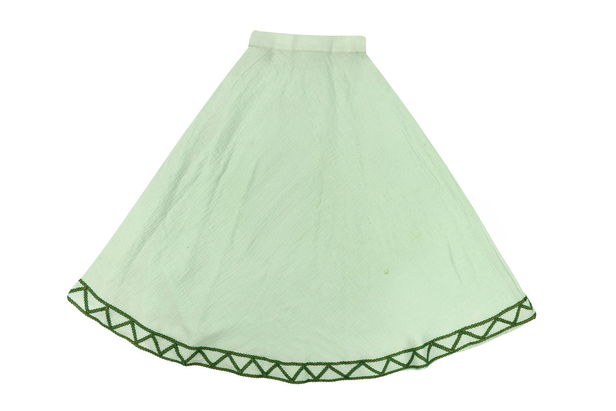 Girls Green Ethnic Top with Flared Skirt Set