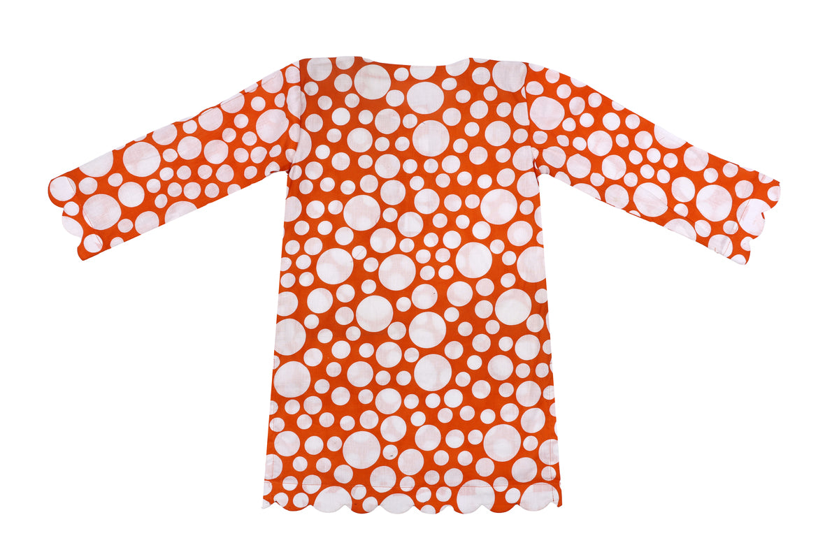 Girls Orange Polka Dot Top with Dhoti Pant Set