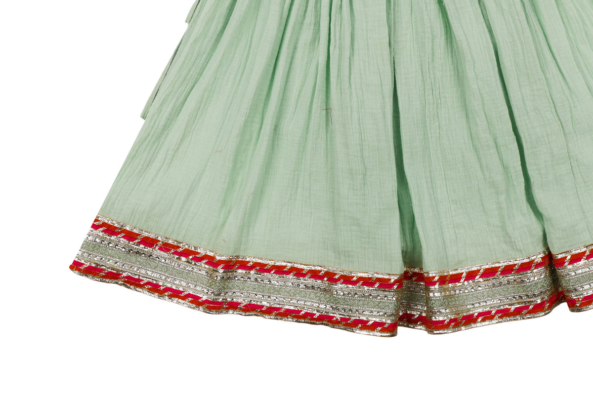 Girls Mint Green Peplum Top with Flared Skirt Set