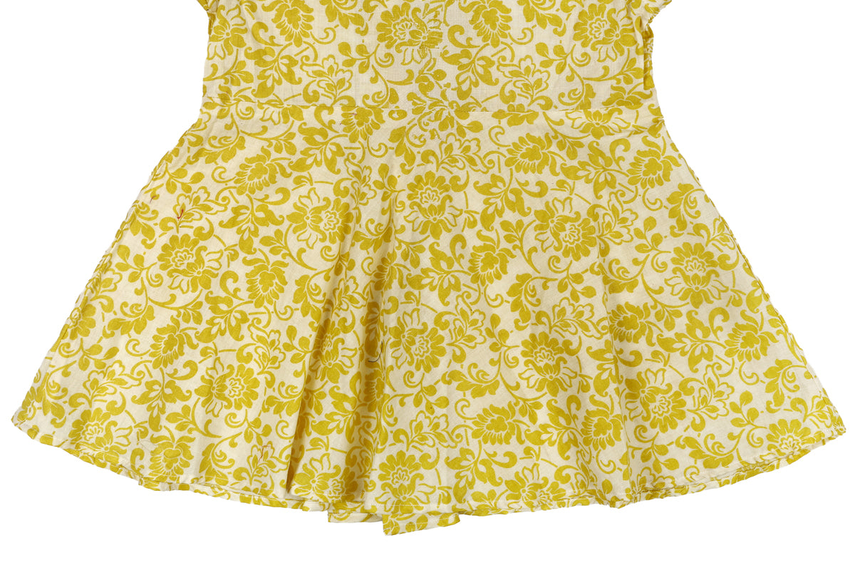 Girls Yellow Floral Top with Dhoti Pant Set