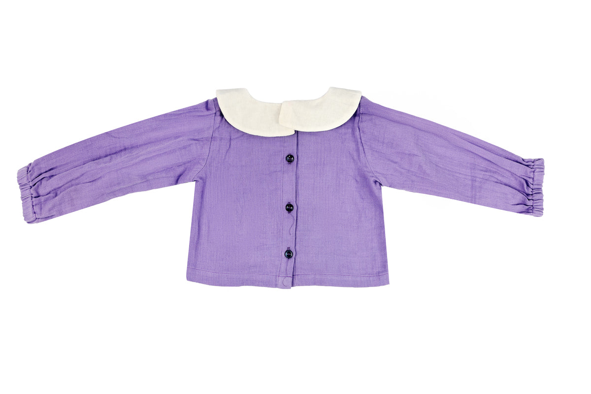 Girls Purple Printed Dress with Full Sleeve Inner Top