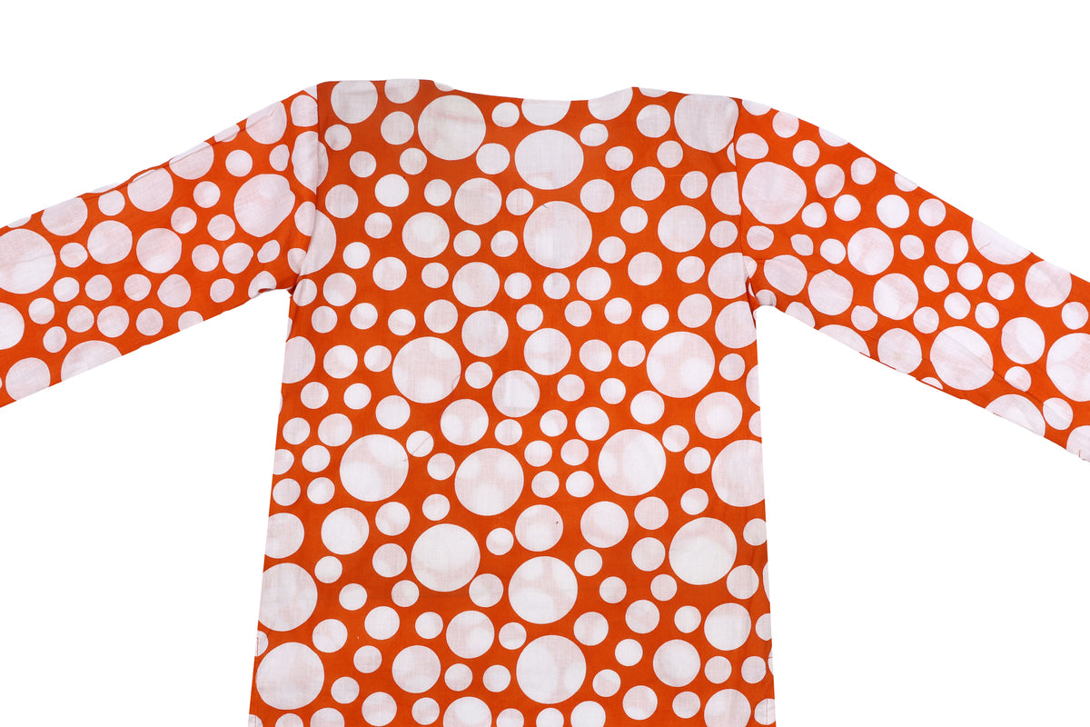 Girls Orange Polka Dot Top with Dhoti Pant Set