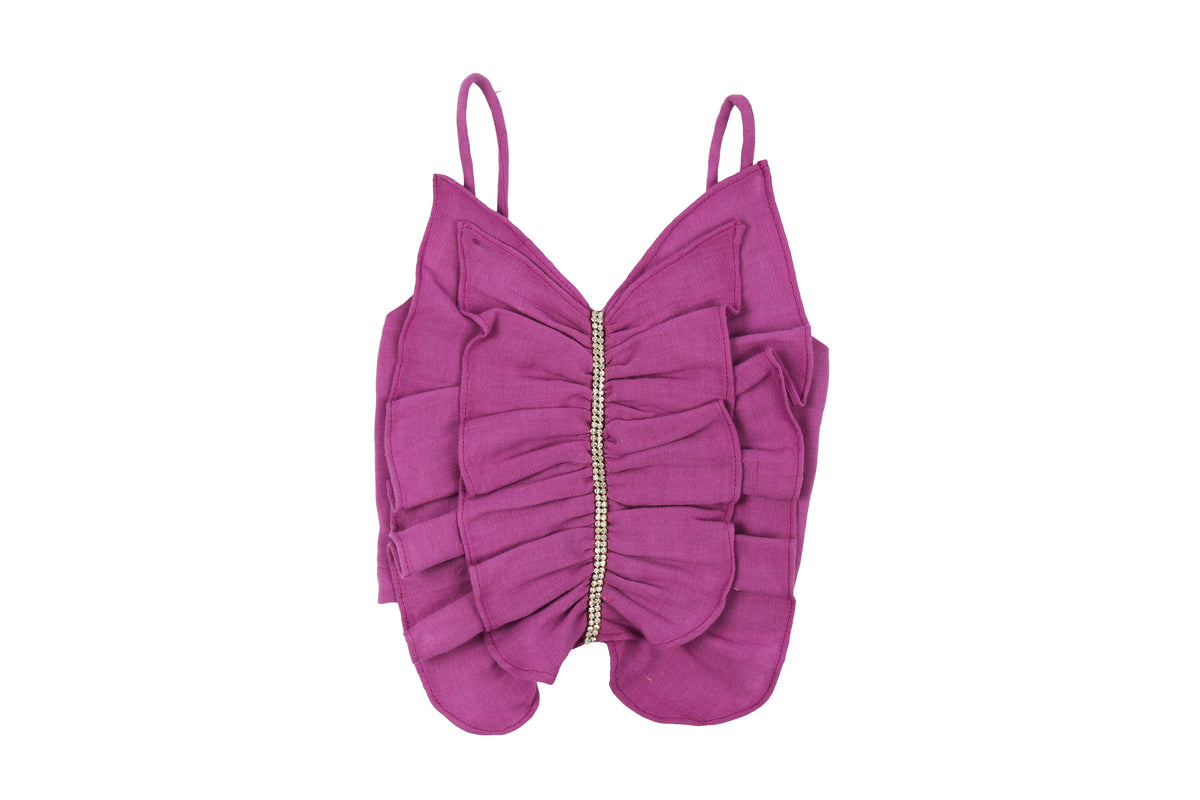 Girls Magenta Ruffle Top with Skirt Set