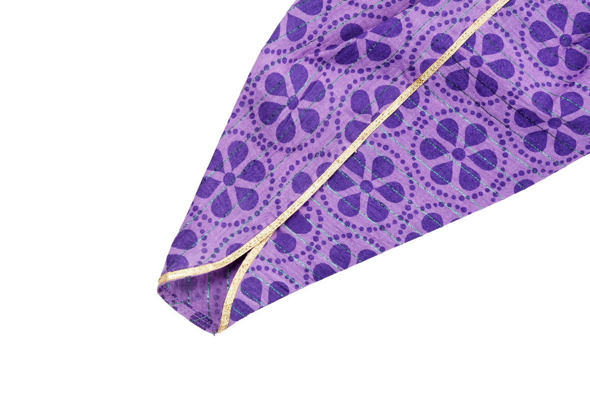 Girls Purple Printed Kurti with Dhoti Pant Set