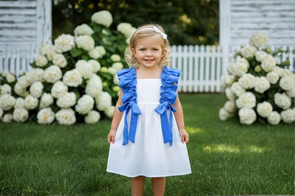 Blue Ruffle Bow Dress
