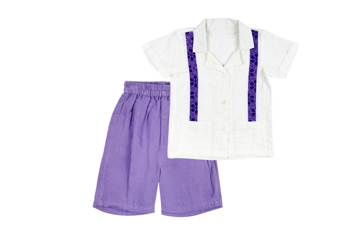 Lilac Breeze Cotton Shirt & Shorts Set