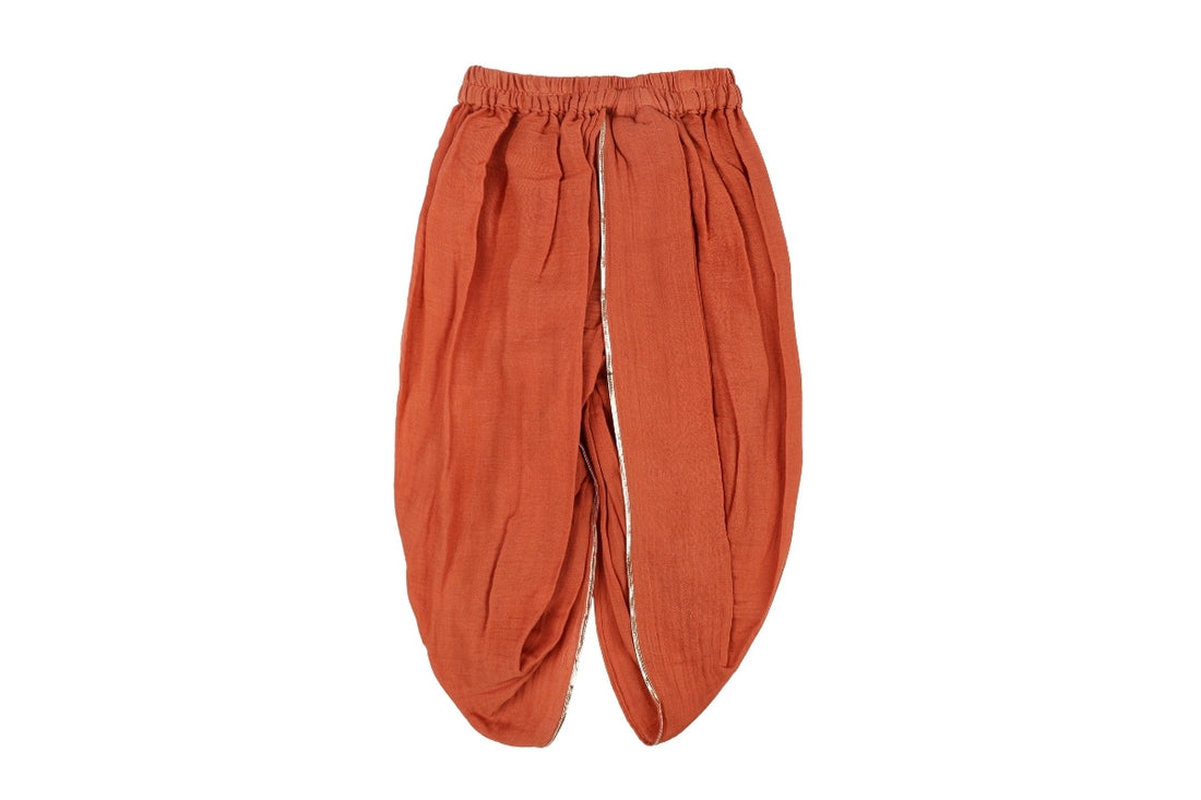 Rust Heritage Cotton Kurta & Dhoti Set