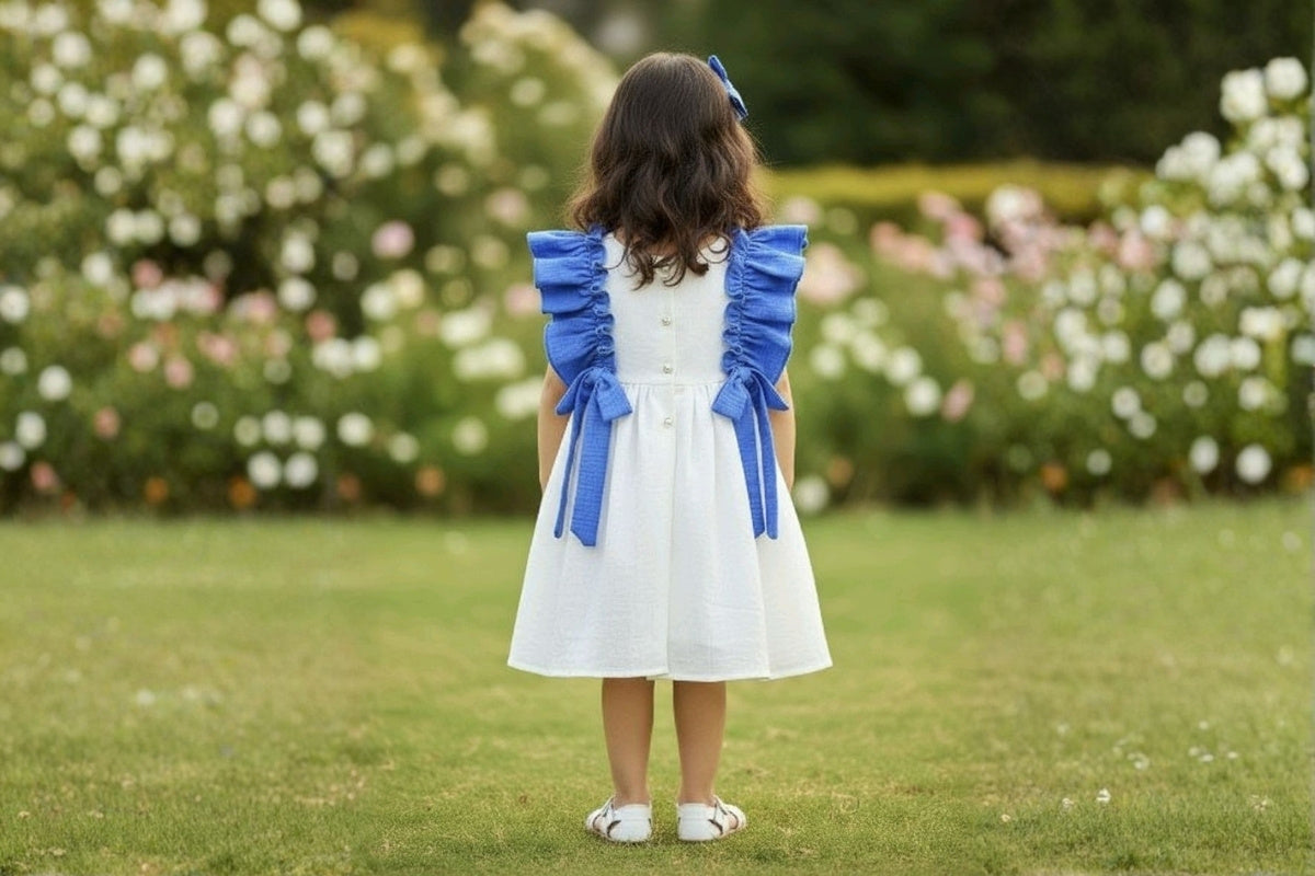 Blue Ruffle Bow Dress