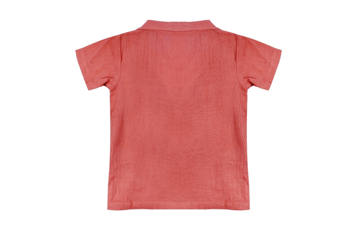 Peach Breeze Cotton Shirt & Shorts Set