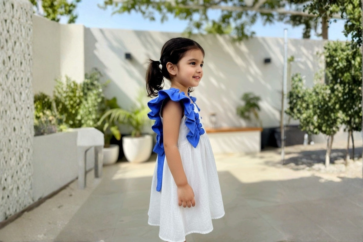 Blue Ruffle Bow Dress