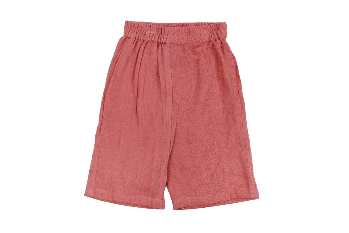 Peach Breeze Cotton Shirt & Shorts Set