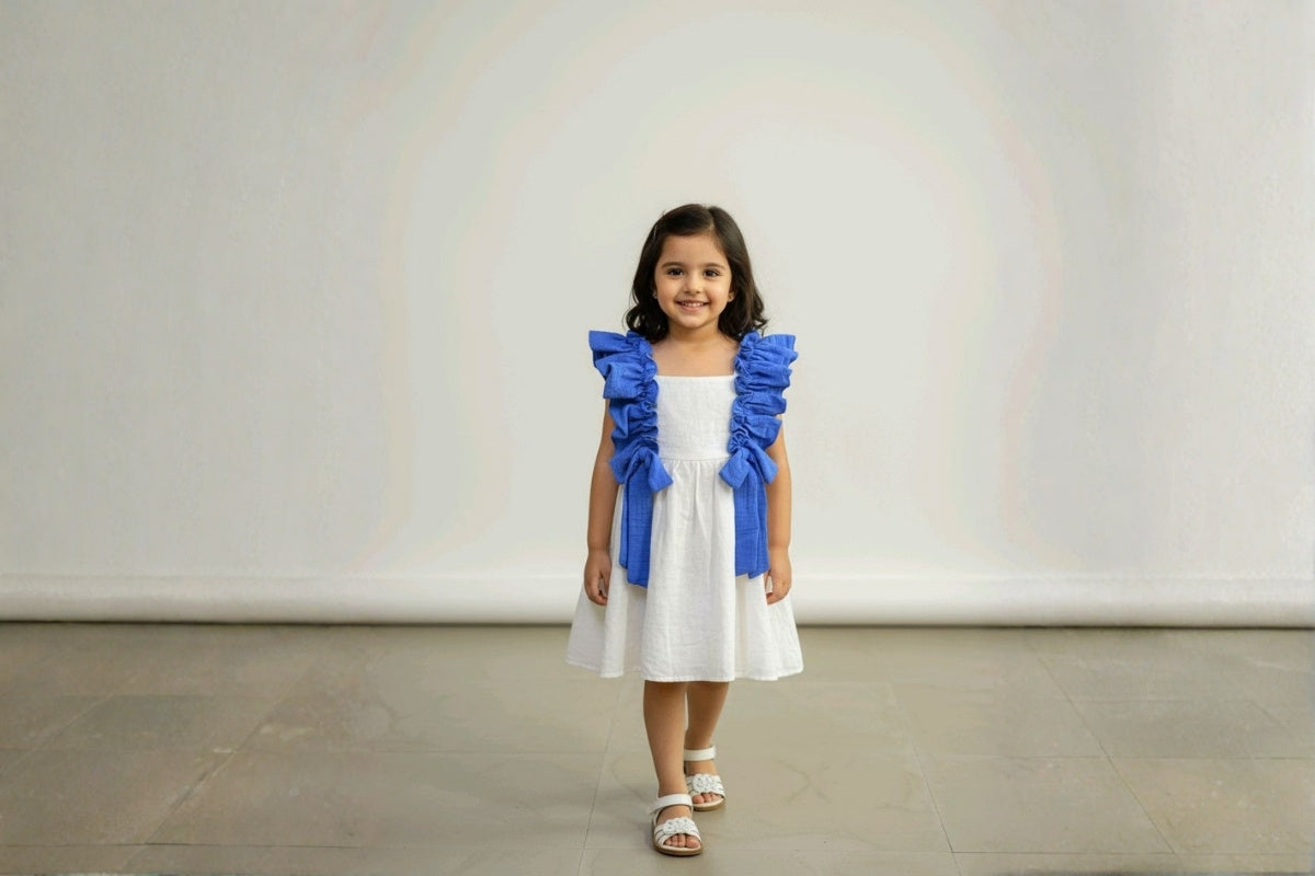 Blue Ruffle Bow Dress