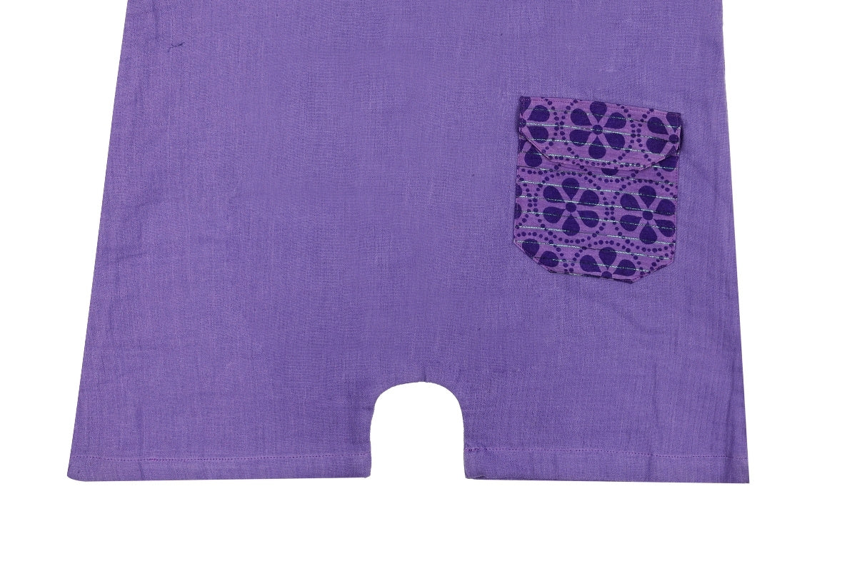 Lavender Bloom Cotton Dungaree Romper