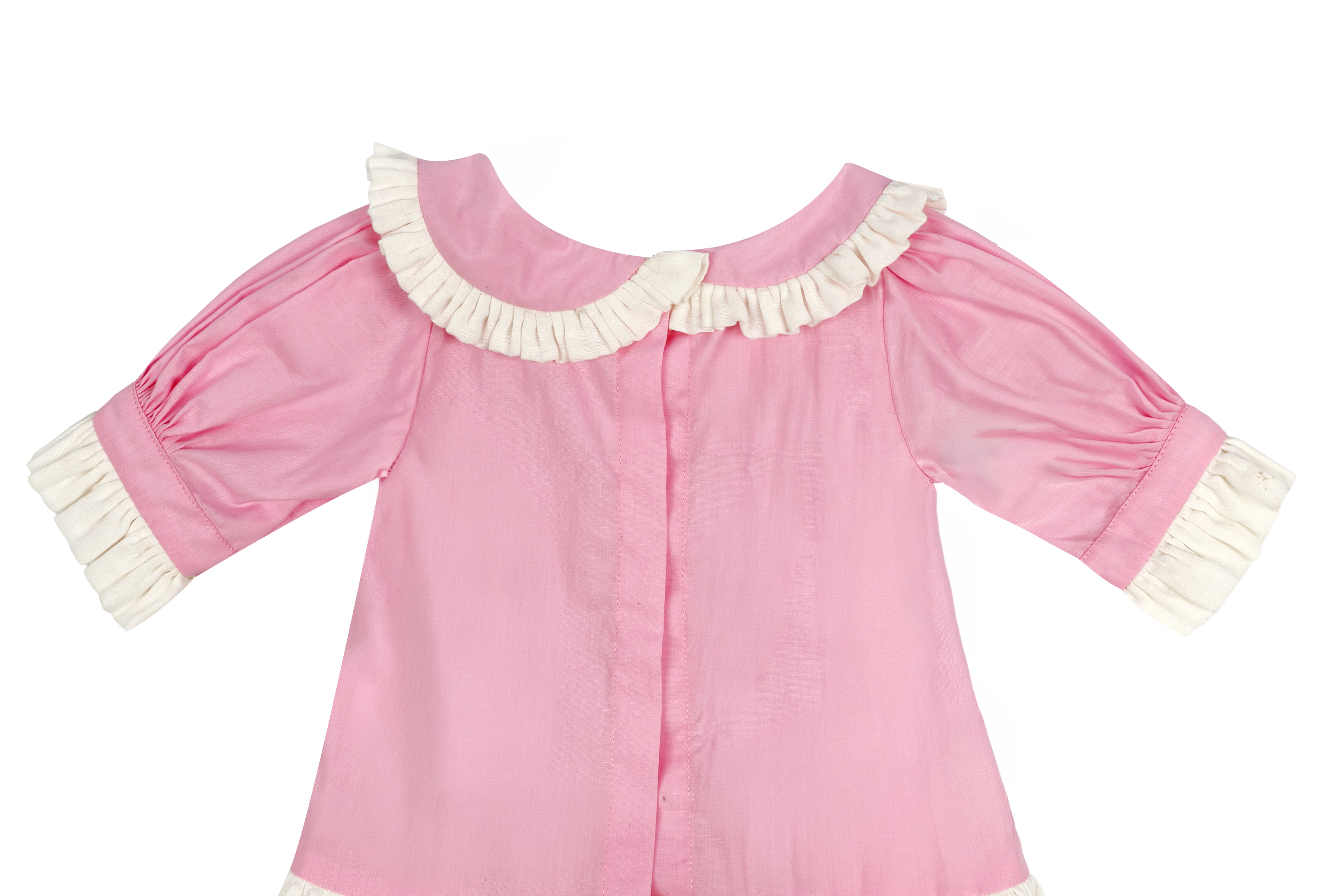 Girls Pink Dress with White Frill Detail