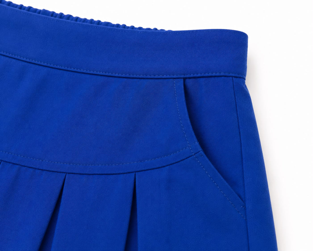 Royal Blue Ruffled Shirt & Pleated Skirt Co-ord Set for Girls