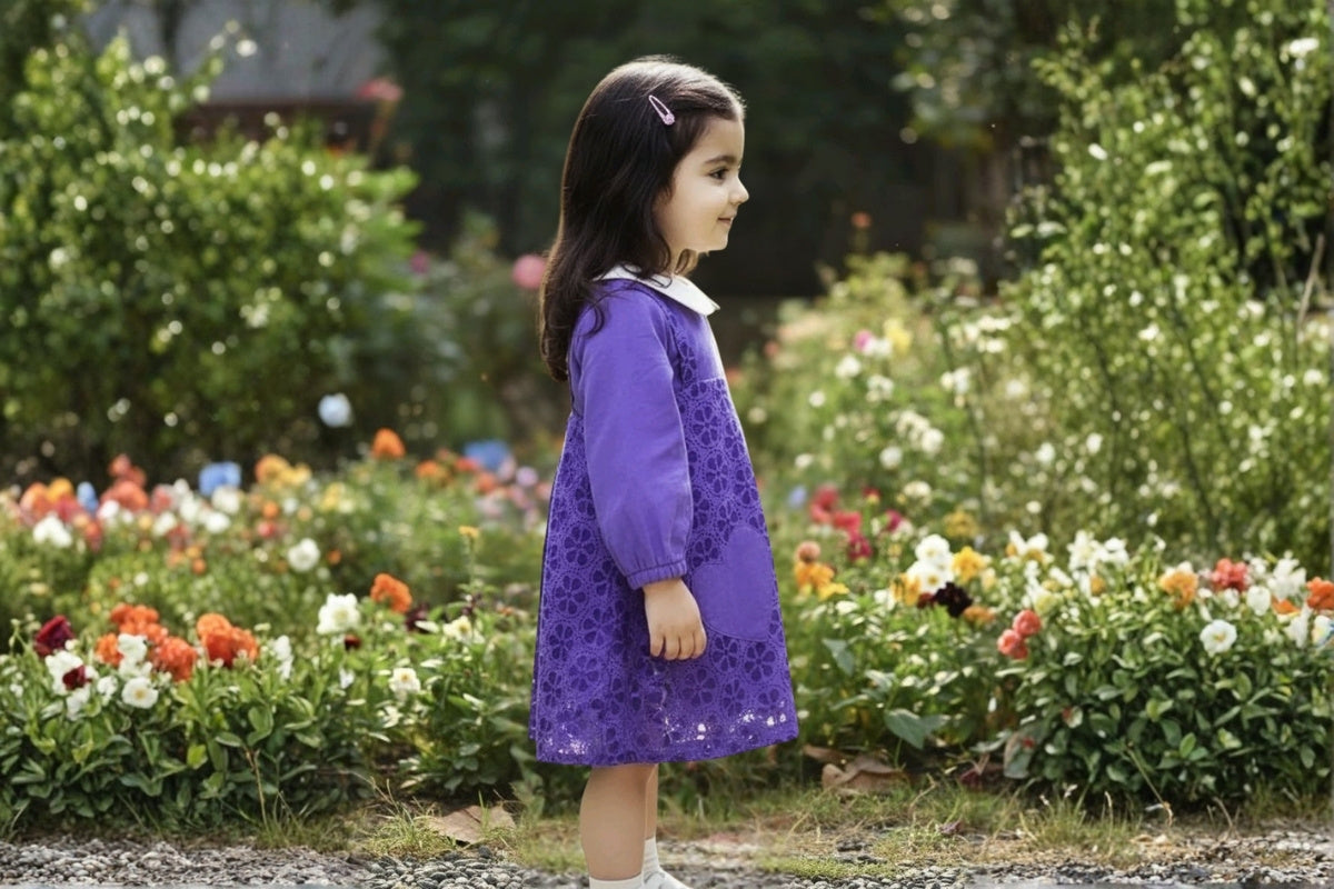Lavender Heart Cotton Peter Pan Dress