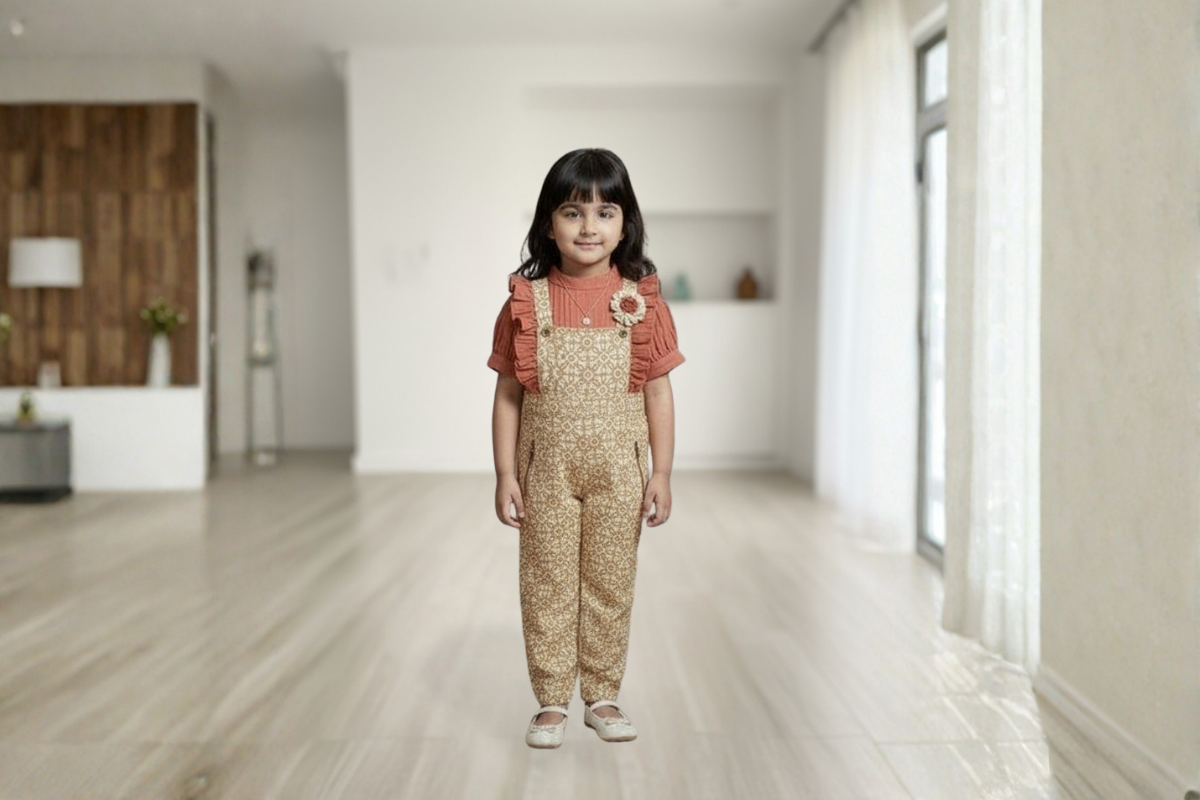 Heritage Bloom Cotton Dungaree Set