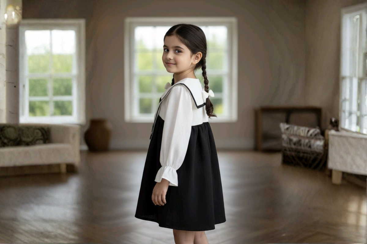Noir Bow Cotton Dress