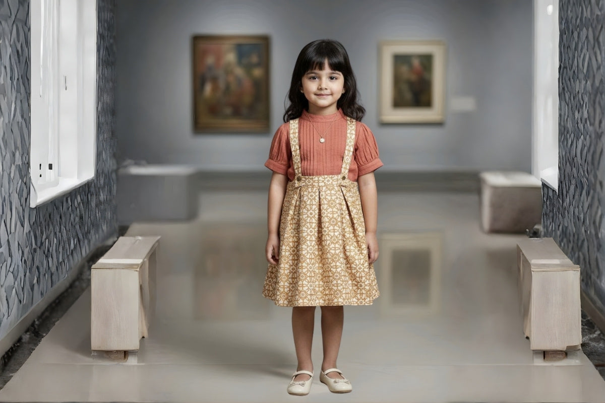 Terracotta Charm Cotton Pinafore Set