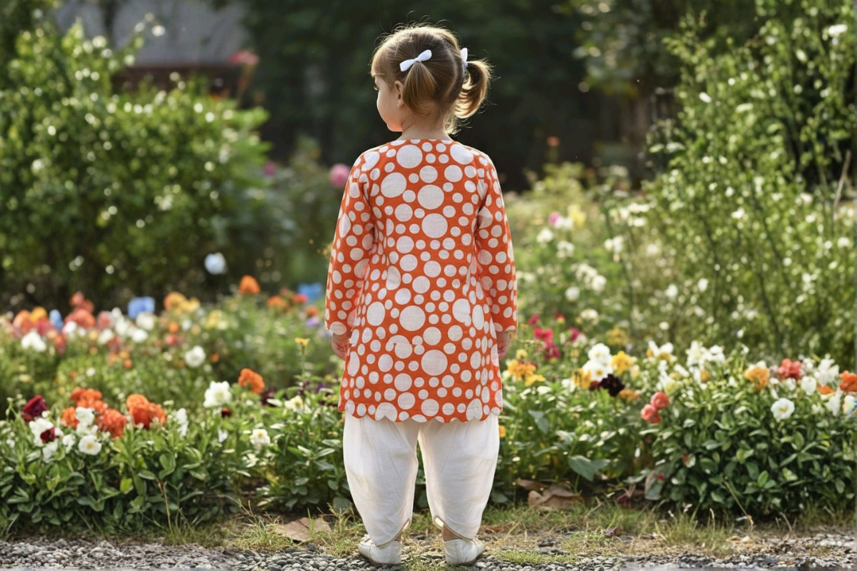 Sunburst Polka Cotton Kurta Set