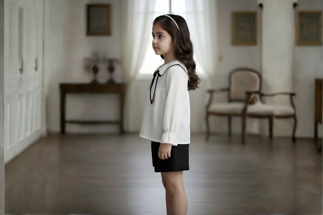 Noir Bow Cotton Shorts Set