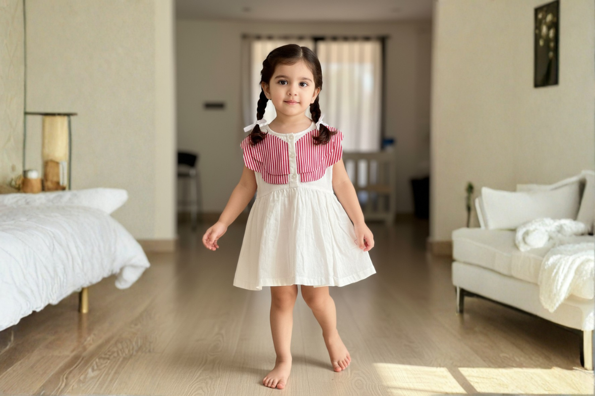Cherry Stripe Cotton Dress