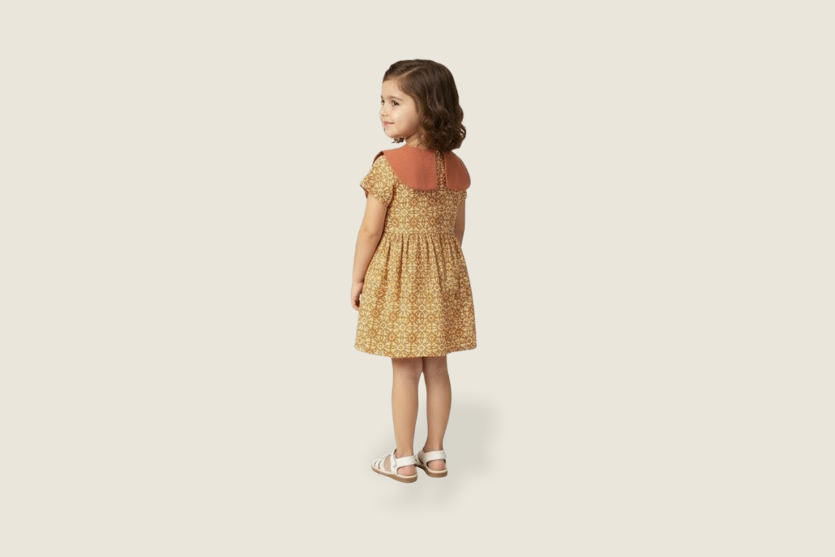 Mustard Bloom Cotton Bow Dress