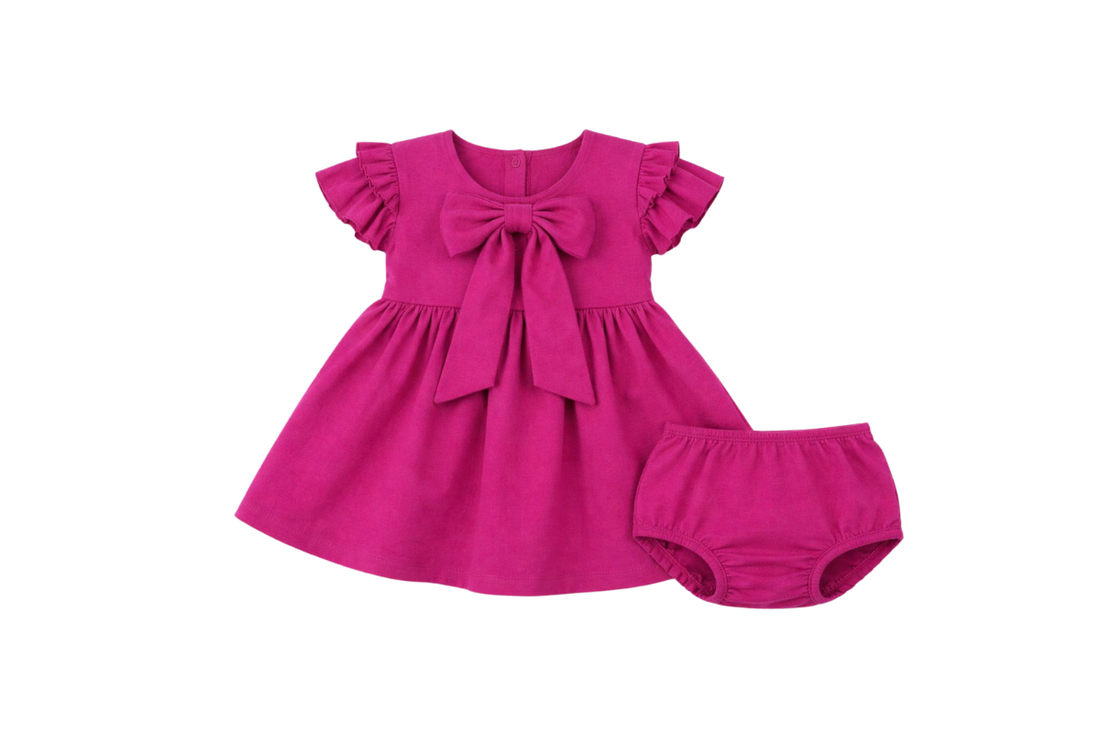 Rosy Bow Cotton Dress