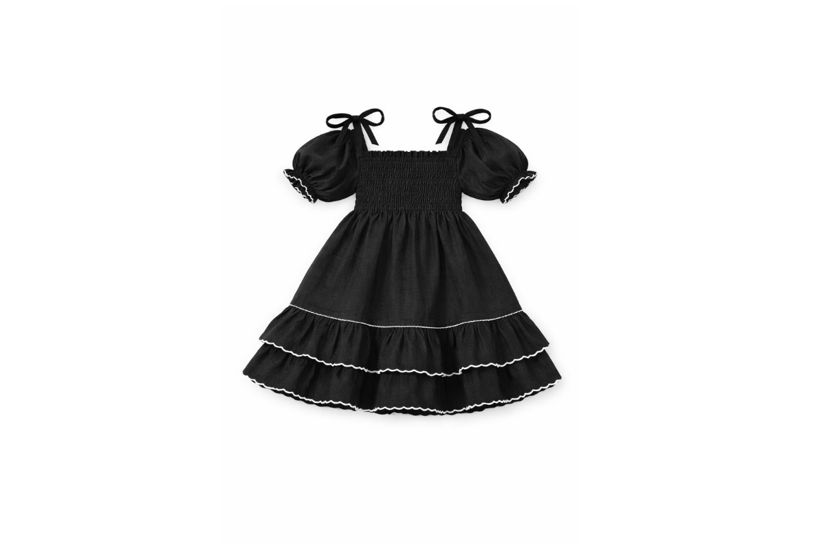 Midnight Frill Cotton Dress
