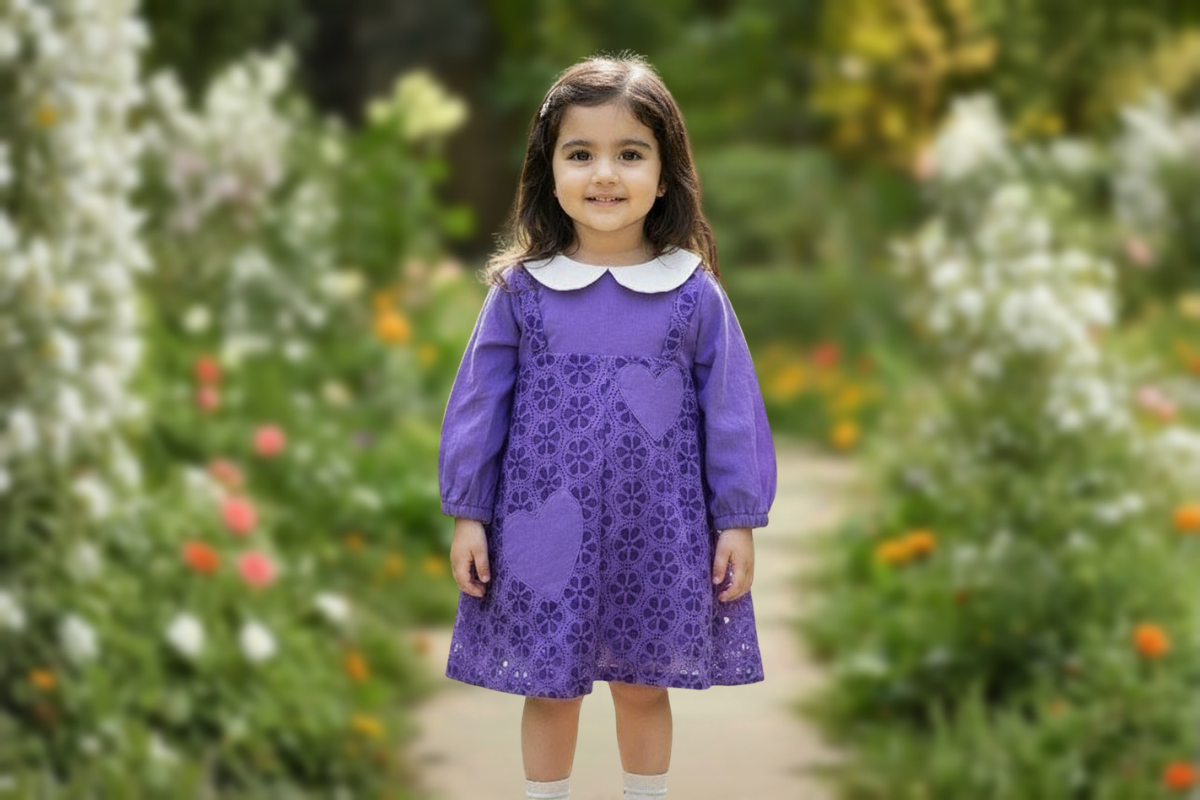 Lavender Heart Cotton Peter Pan Dress