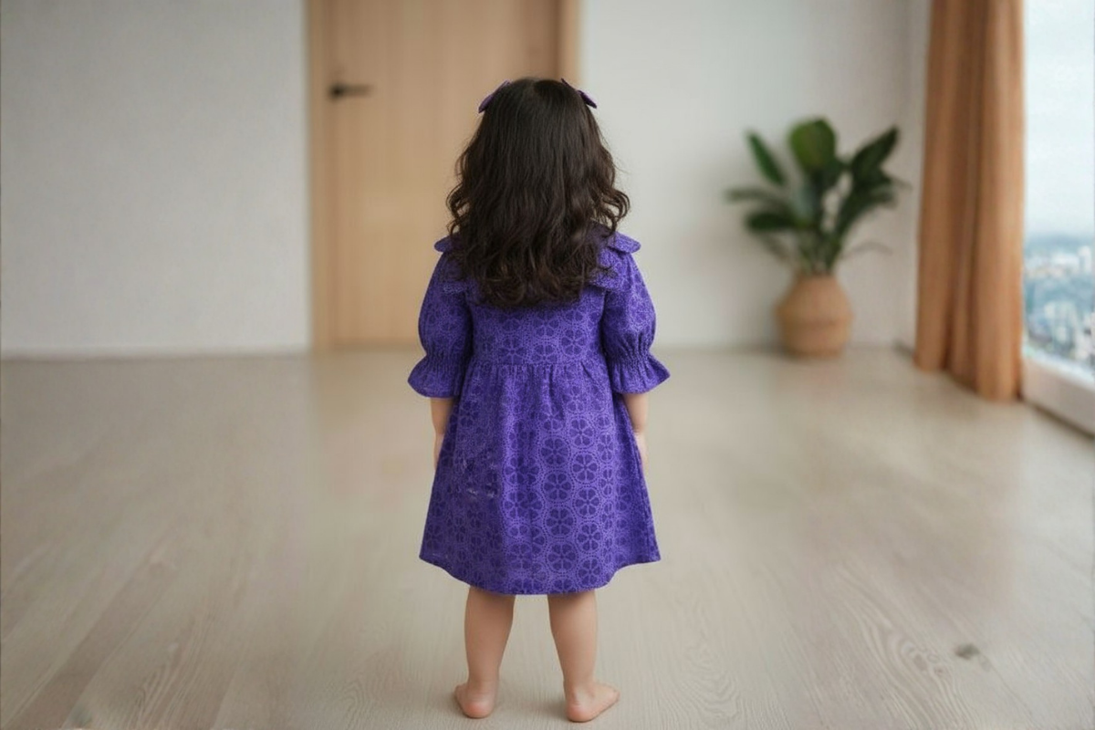Royal Violet Cotton Petal Dress