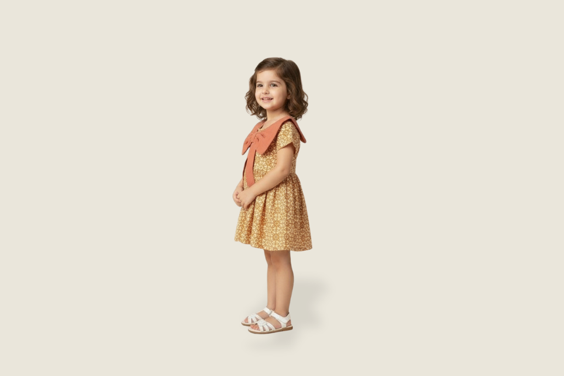 Mustard Bloom Cotton Bow Dress