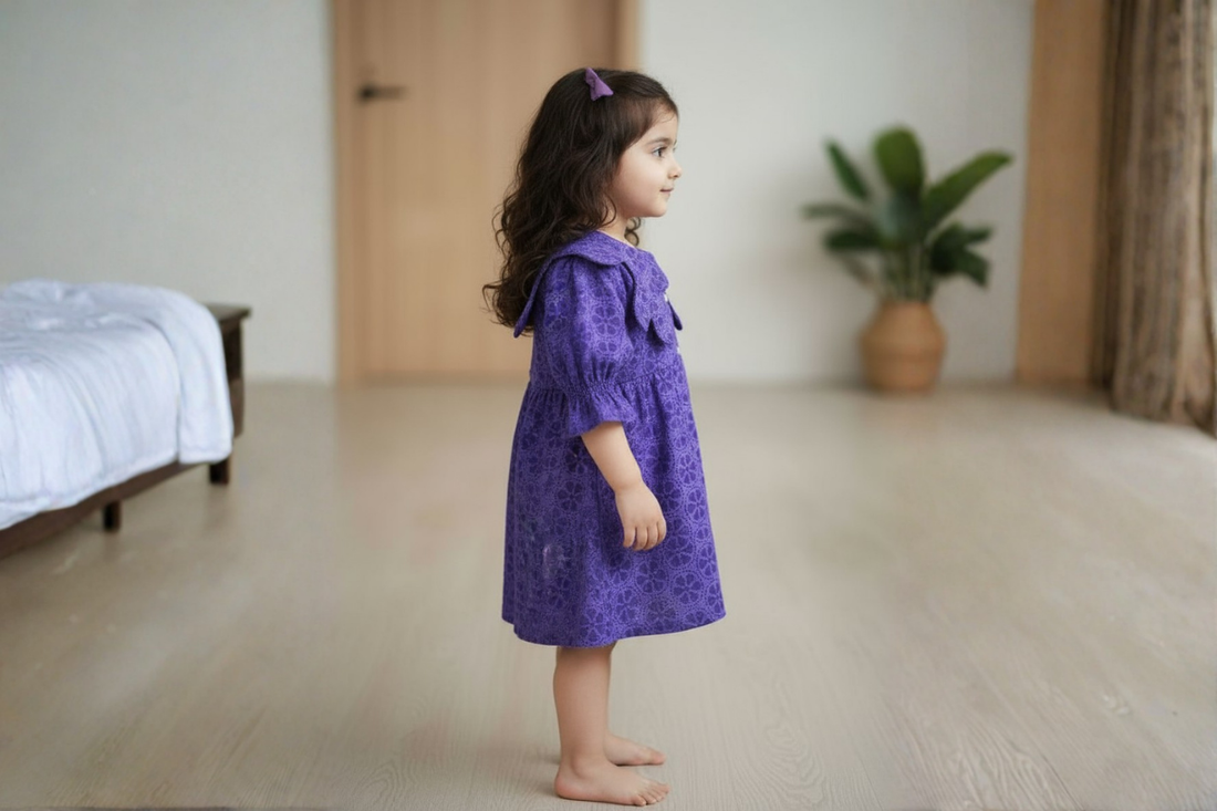 Royal Violet Cotton Petal Dress